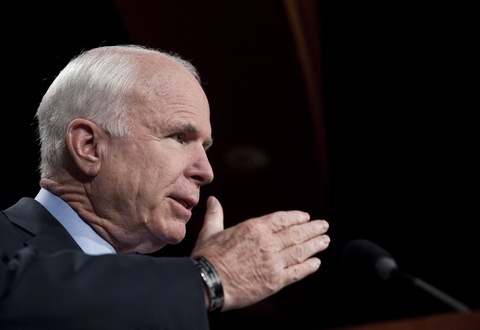  Sen. John McCain at a June campaign stop in Mesa, Ariz.; Photo by Joshua Lott/Getty Images
