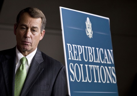House Minority Leader John Boehner listens during a news conference in 2009; Getty Images file image