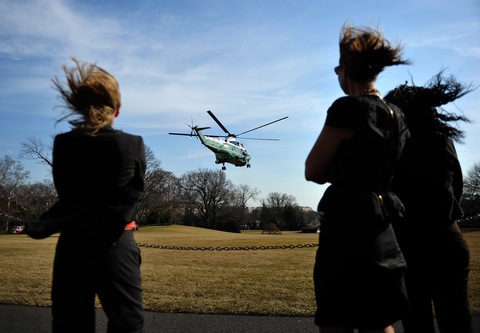 Marine One with President Obama on board