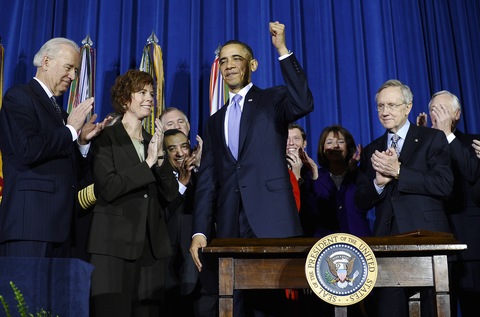 Obama signs the Don't Ask, Don't Tell Repeal Act; Jewel Samad/AFP/Getty Images