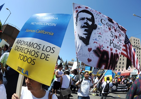 Immigration protest; photo by Gabriel Bouys/AFP/Getty Images