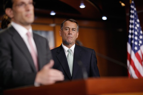 House Majority Leader Eric Cantor and Speaker John Boehner; photo by Chip Somodevilla/Getty Images