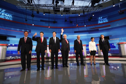 GOP debate in Iowa; photo by Scott Olson/Getty Images