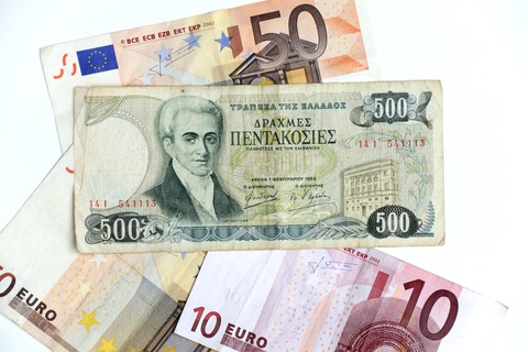 Greek 500 Drachma Banknote with Euros