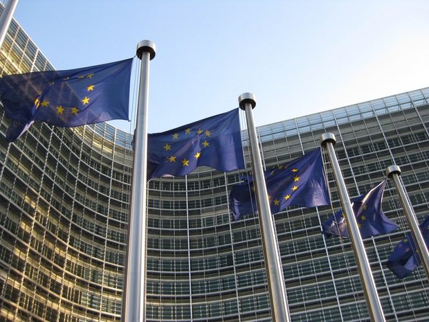 European Union flags. 