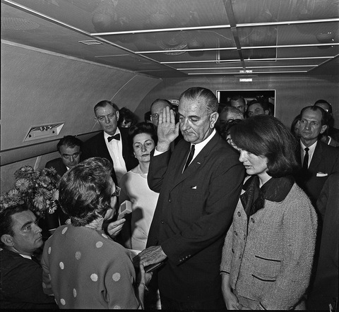 LBJ Sworn in on Air Force One; Photo courtesy LBJ Library/Cecil Stoughton