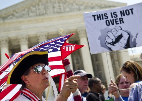 Supreme Court demonstration; photo by Kris Connor/Getty Images