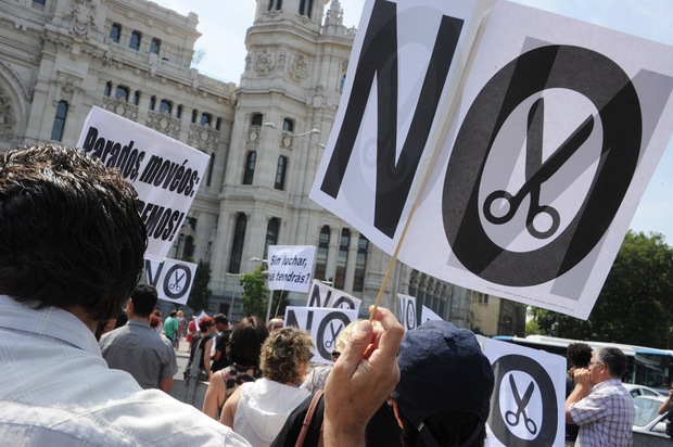 Spanish austerity worker demonstration 