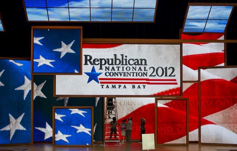 Republican National Convention preparation; photo by Mladen Antonov/AFP/Getty Images