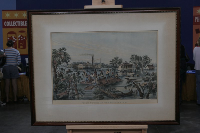 1868 Currier & Ives Lithograph, "High Water in the Mississippi