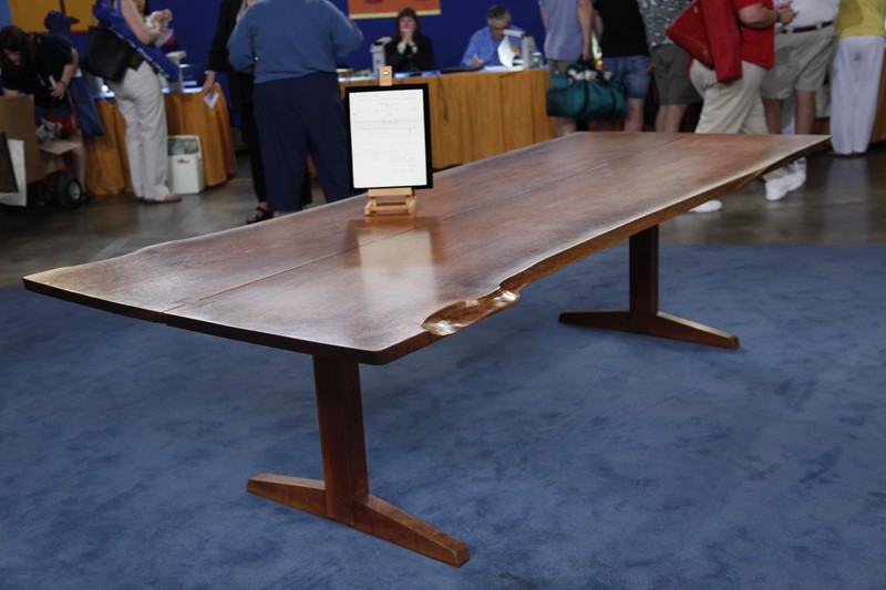 Nakashima Walnut Trestle Table & Sketch, ca. 1955 Antiques Roadshow PBS