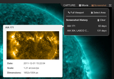 Area selection and screenshot history