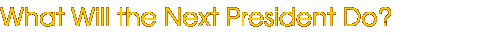 What Will the Next President Do